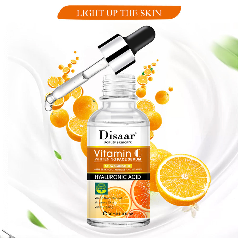 Vitamin C and hyaluronic acid face serum bottle with dropper